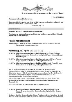 Kirchliche Nachricht