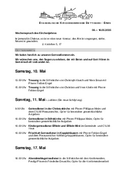Kirchliche Nachricht