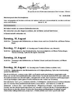 Kirchliche Nachricht