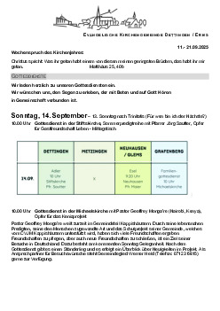 Kirchliche Nachricht