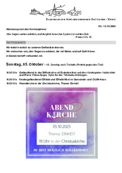 Kirchliche Nachricht