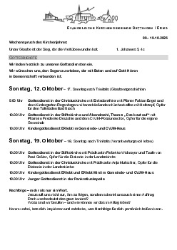 Kirchliche Nachricht