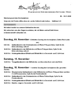 Kirchliche Nachricht