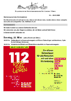 Kirchliche Nachricht