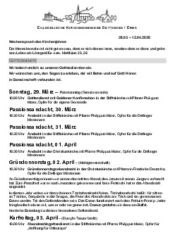 Kirchliche Nachricht