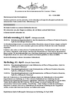 Kirchliche Nachricht