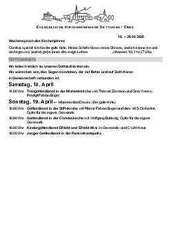 Kirchliche Nachricht