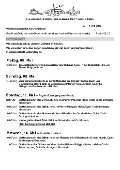 Kirchliche Nachricht