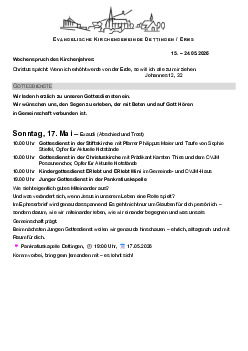 Kirchliche Nachricht