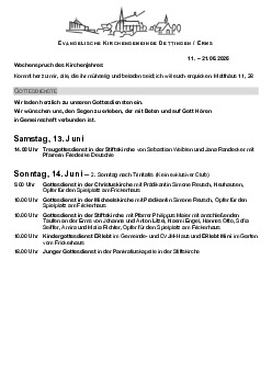 Kirchliche Nachricht