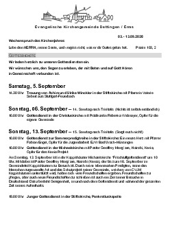 Kirchliche Nachricht