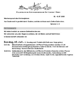 Kirchliche Nachricht